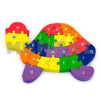 Didactic material wooden puzzle in English Turtle by letters and numbers