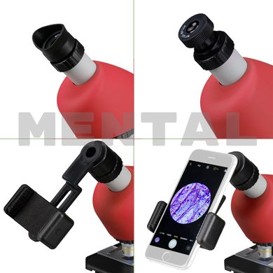 Дитячий мікроскоп BRESSER Junior 40x-640x Red зі смартфон-адаптером MENTAL