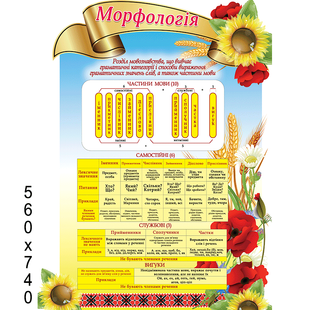 School stand "Morphology" in the office of the Ukrainian language