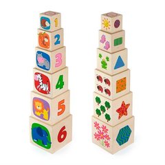 Деревʼяні кубики "Башта з цифрами" MENTAL