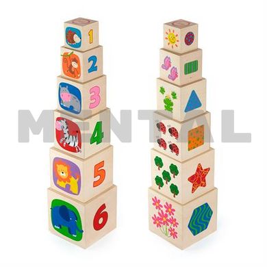 Wooden cubes "Tower with numbers" MENTAL