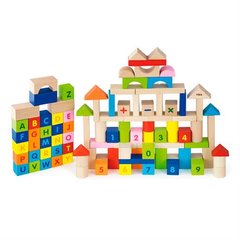 Wooden cubes "Alphabet and numbers" MENTAL 100 pcs., 3 cm