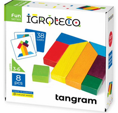 Wooden puzzle "Tangram" with tasks. MENTAL