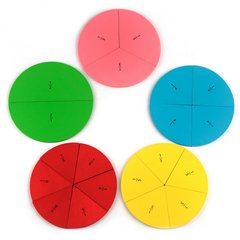Set. Parts of a whole. Fractions on a circle 1/2-1/6, wooden on magnets MENTAL