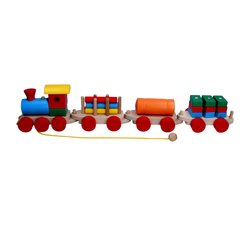 Collapsible steam locomotive and 3 wagons (cement car, 4 cylinders, freight) MENTAL