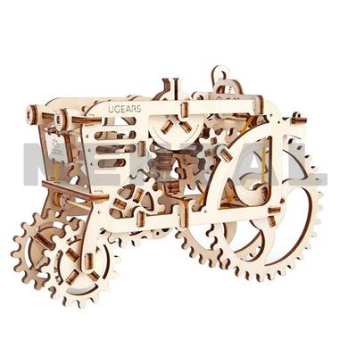 Механическая 3D-модель «Трактор», 97 дет., Деревянная игрушка.