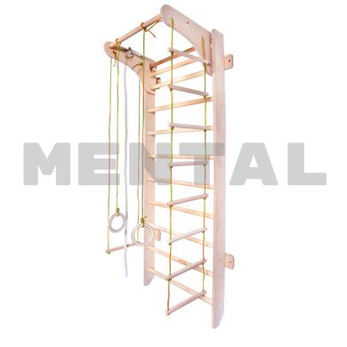 Wall bars with reinforced horizontal bar and rope set MENTAL
