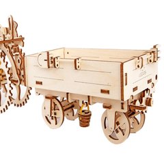 Механічна 3D-модель «Причіп до трактора», 68 дет., Дерев'яна іграшка.