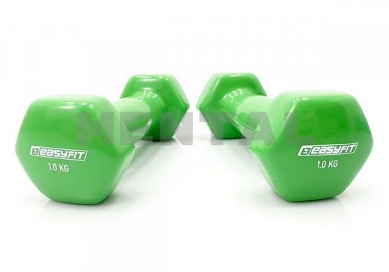 Dumbbell for fitness 1.0 kg MENTAL with light green vinyl coating