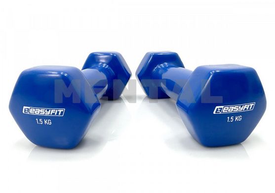 Dumbbell for fitness 1.5 kg MENTAL with blue vinyl coating