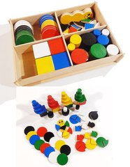 Набір Монтессорі 1 найбільшій ігровий розвиваючий кольоровий в коробці 73 елементів