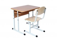 Комплект стіл учнівський 1-місний з полицею №4-6 + стілець Т-подібний №4-6