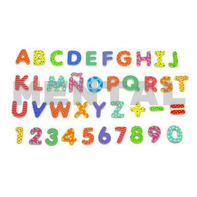 Educational set of colorful magnetic letters and numbers of the English alphabet, 77 pcs.