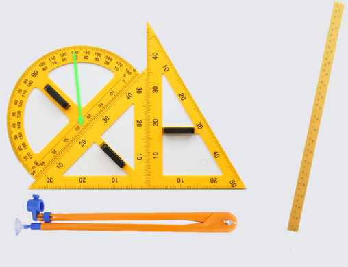 Демонстрационной комплект измерительных приборов (линейка 1м 2 треугольника, циркуль, транспортир)