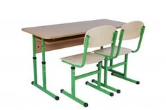 Комплект стіл учнівський 2-місний з полицею №4-6+стілець Т-подібний №4-6