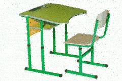Комплект стіл учнівський 1-місний антисколіозний з площадкою регулюємий по висоті з полицею (№4-6) + стілець Т