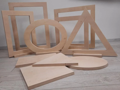 A set of balancing geometric shapes. Equipment for motor-perceptual development
