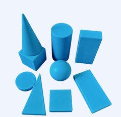Набір демонстраційних моделей геометричних тіл та фігур дерево синій