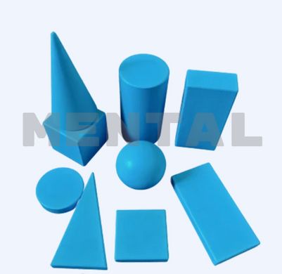 A set of demo models of geometric bodies and shapes tree blue
