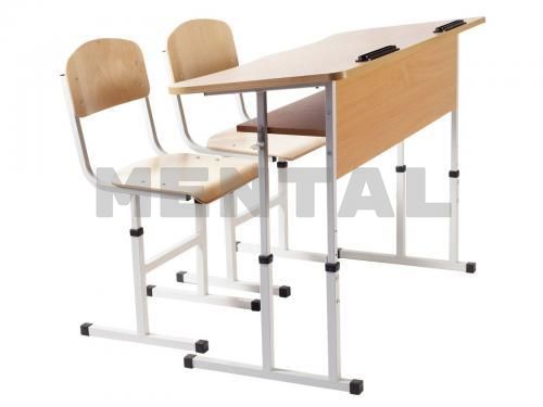 Комплект стіл учнівський 2-місний з полицею антисколіозний, №4-6 + стілець Т-подібний №4-6