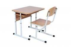 Комплект стіл учнівський 1-місний з полицею №4-6 + стілець Т-подібний з покриттям HPL, №4-6