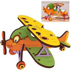 Механическая 3D-модель «Биплан», 23 дет. (Раскраска), деревянная игрушка.