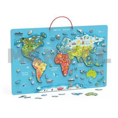 Пазл магнитный Карта мира с маркерной доской, на английском