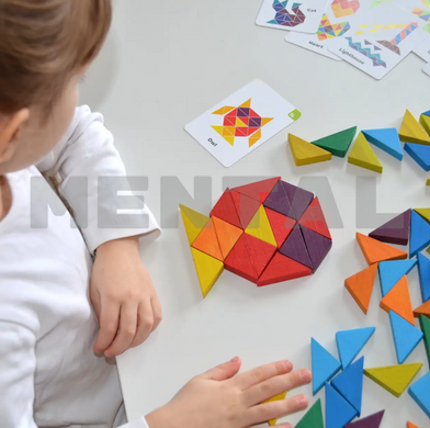 Triangular wooden mosaic for children 64 el. MENTAL
