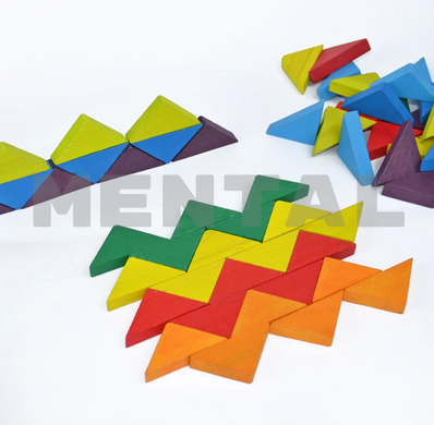 Triangular wooden mosaic for children 64 el. MENTAL