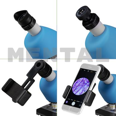 Дитячий мікроскоп BRESSER Junior 40x-640x Blue зі смартфон-адаптером MENTAL